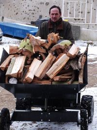 firewood move with Extramate electric carrier